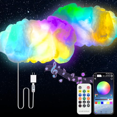 Image of Cloud LED Lights for Bedroom - Aesthetic Mood Light with Music Sync App Control Wall Light, 3D Ceiling Lamp Color Changing Strip Lights for Kids Room Decorations