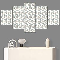 SIGNWIN 5 Panel Canvas Wall Art Modern Art Decorative Elements Fun Illustrations Leaves Multicolor Patterns for Home Decorations Ready to Hang - 60