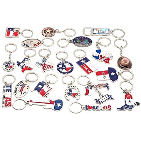 Texas Bundle Souvenir Keychains, 21 Pcs Set, Texas Lone Star on Texas State Map, Don't Mess with Texas, I Love Texas, Longhorn, Texas Seal, Texas Bottle Opener, Texas Collection, Metallic Cover