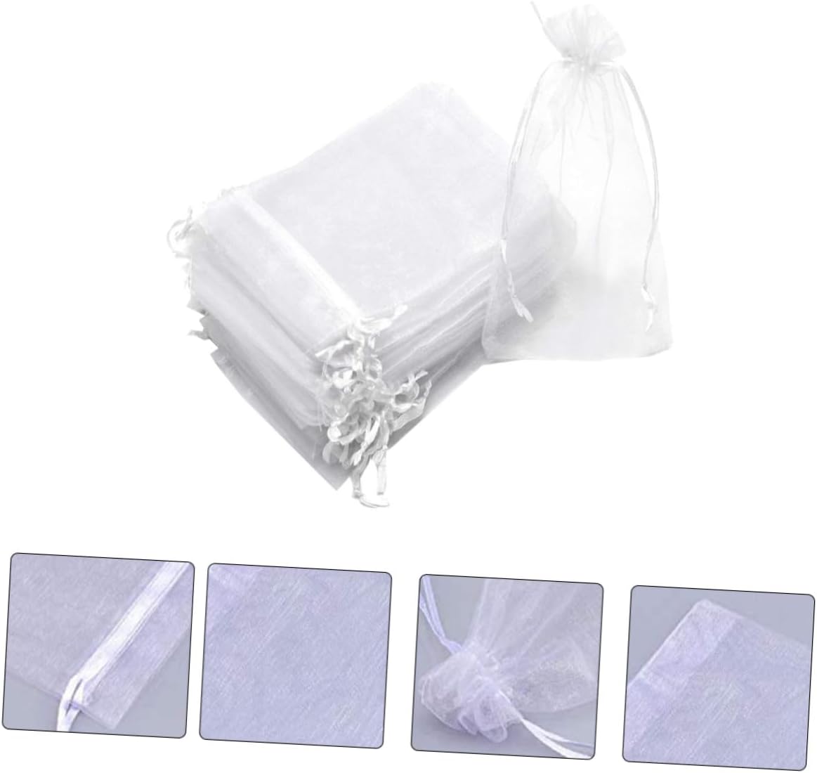 SOESFOUFU 200pcs Drawstring Gauze Bags for Jewelry Storage Organza Pouches for Portable Cloth Favor Bags for Weddings and Festivals
