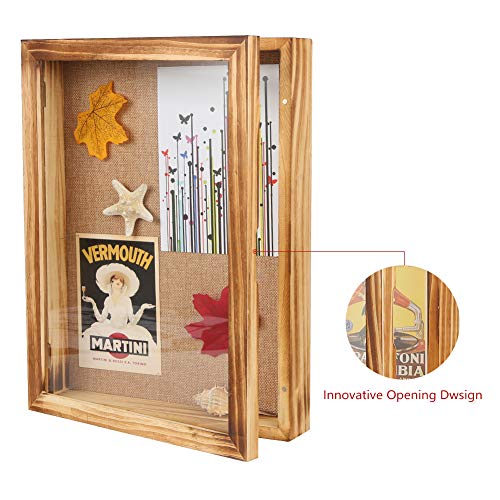 BECTSBEFF 11x14.5 Shadow Box Display Frame with Linen Board, 2.5-inch Depth, Rustic Shadowbox Picture Frame, Perfect for Photos,Sports Memorabilia, Awards, Medals and Tickets-Brown - Thumbnail 3