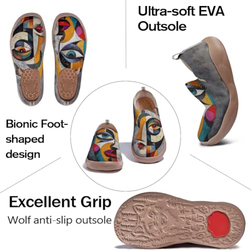 Women's knitted art slip-on casual shoes with vibrant floral pattern, lightweight and comfortable travel shoes4