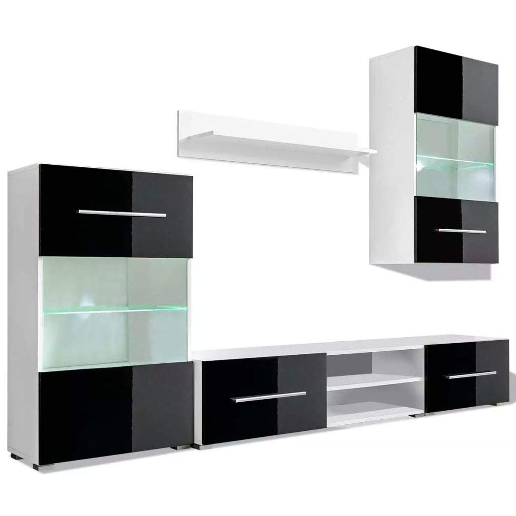 vidaXL Juego de Muebles de salón 5 Piezas con iluminación LED Negro