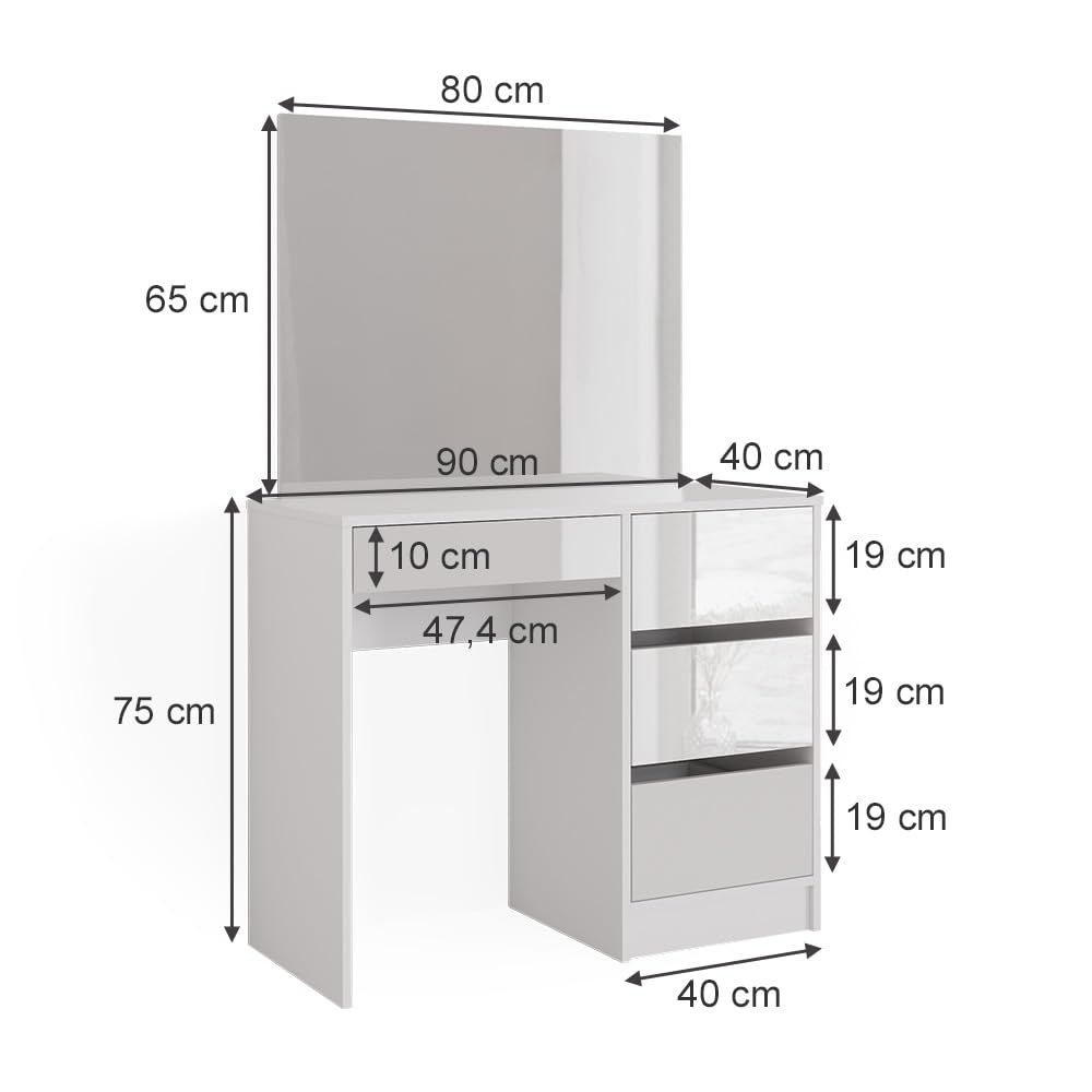 Vicco Coiffeuse Sherry, Blanc, 90cm | avec grand miroir pour les soins quotidiens et la création de coiffures