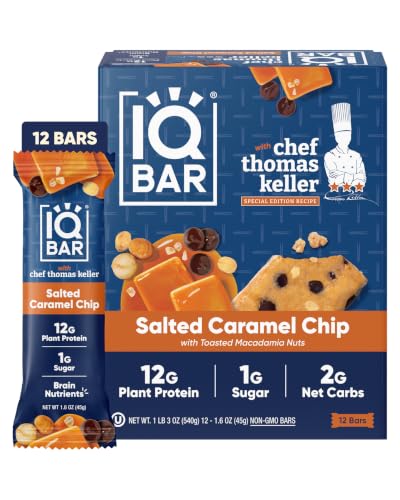 IQBAR Clean High Protein Snack Bars, Low Sugar Keto, Salted Caramel 12ct