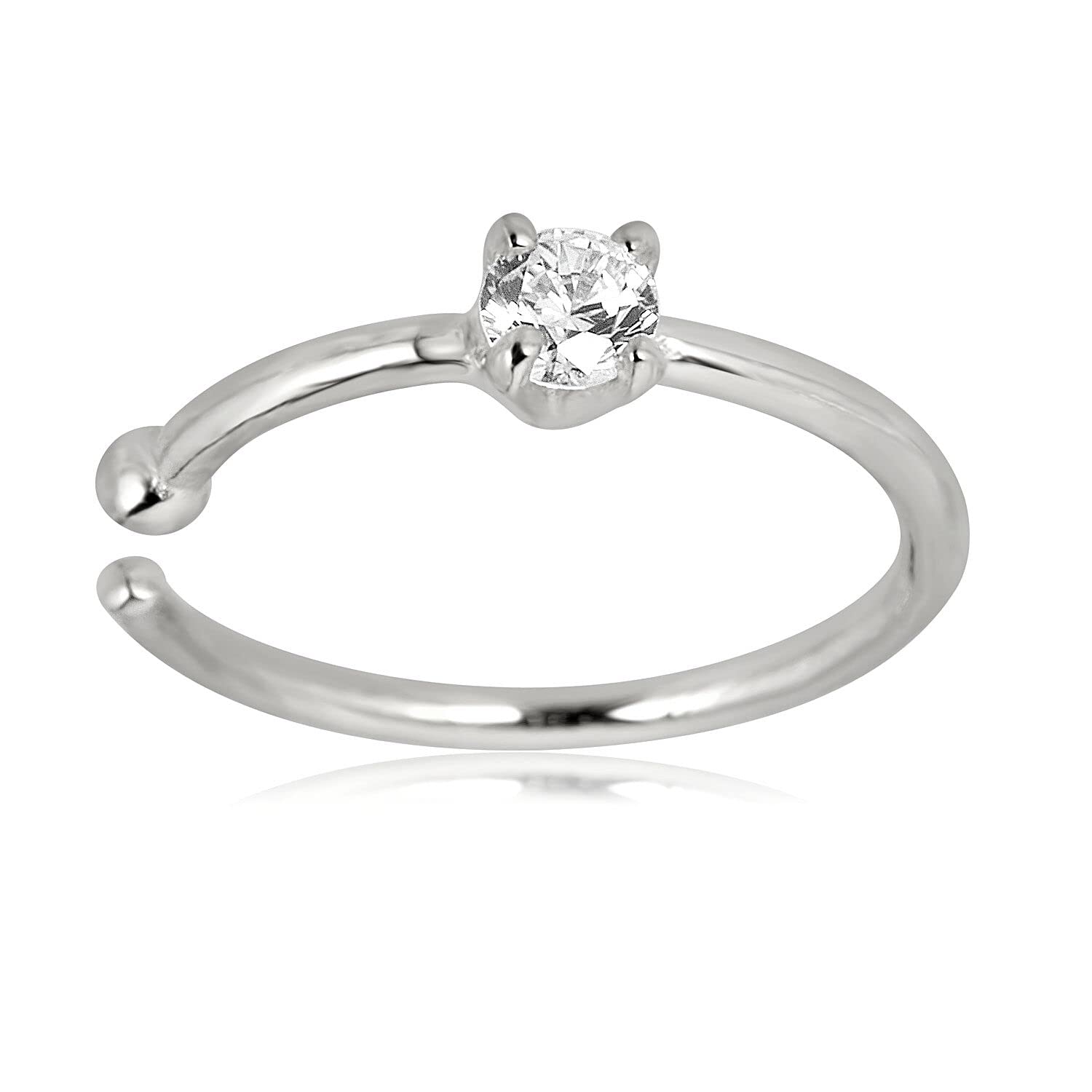 AVORA 14K Gold Simulated Diamond CZ Nose Ring Hoops (20 Gauge)