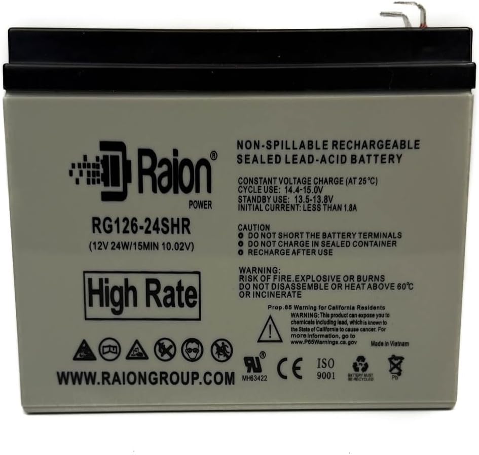 Raion Power 12V 6Ah Replacement High Rate RBC154 Battery for APC UPS BE600M1, BN650M1, BE670M1, BN675M1, BN600U1, BN650M1, and BE600M1