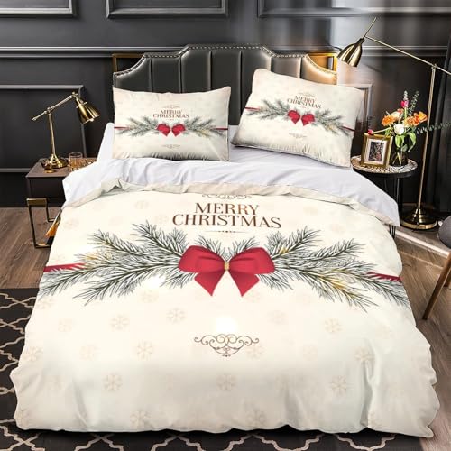 Housse de couette Noël 135x200 lit simple microfibre 3D fermeture éclair