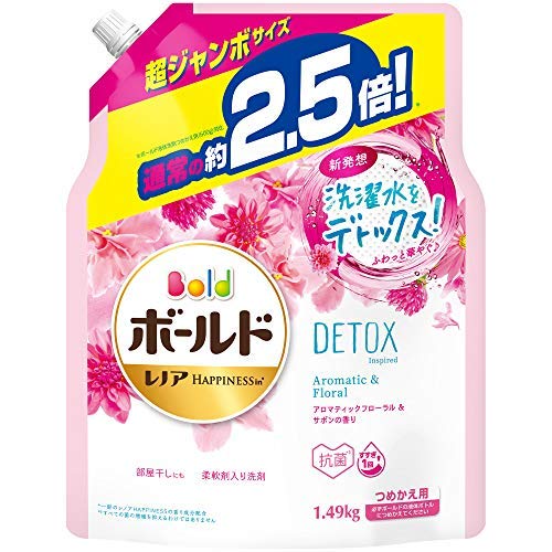 Bold Laundry Detergent Liquid Laundry Water Detox Aromatic Floral & Savon Refill Approximately 2.5 times (1490g) x 2 pieces