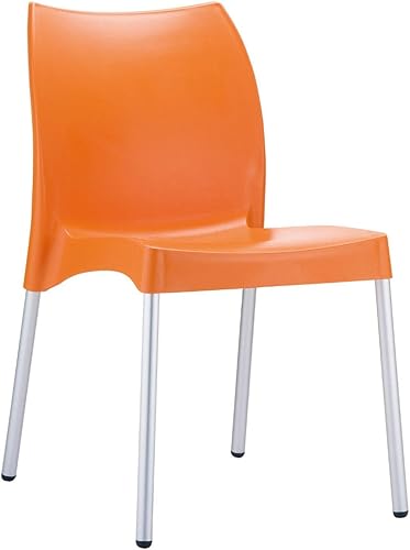 Compamia Vita Silla de comedor de resina para exteriores, color naranja (juego de 2)