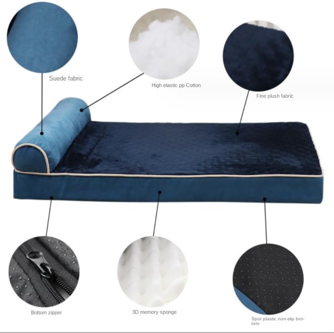 Katzensofa Orthopädisches Hundebett, Dickes Memory-Schaum-Haustierbett Mit Kissen, Strapazierfähiges, Weiches Flanellgewebe Mit Wasserdichtem Innenfutter Hundekissen(B,75 * 50 * 14cm)