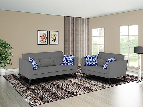 Image of Adorn India Daniel 3+2 5 Seater Sofa Set (Grey) (3 Year Warranty)