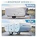 uxcell Waterproof Pop-up Camper Trailer Cover Fits 10'-12' RV Cover Anti-UV with 3+2 Straps and Air Vents Protection for Motorhome Silver Tone