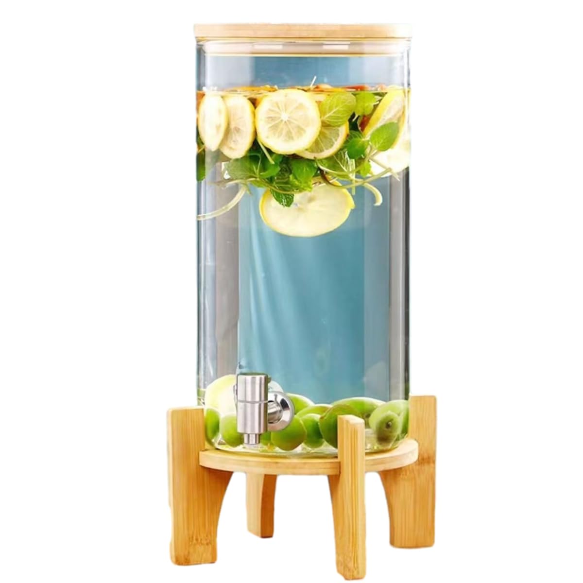 ASerZenith Water Dispenser, Juice Dispenser With Tap And Stand, Drink Jar With Spigot, Glass Jar Drinks Dispenser For Hot And Cold Drinks At The Party(15L)