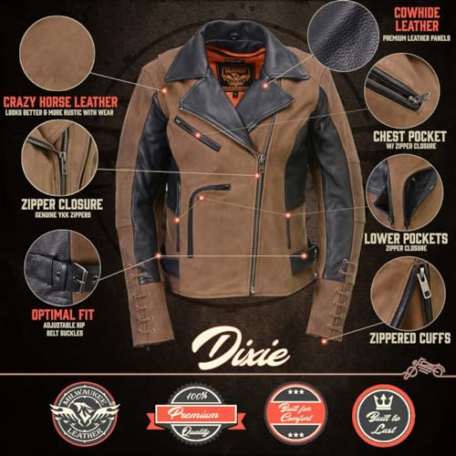 Image of Milwaukee Leather Women's Classic Premium Leather Motorcycle MC Style Riding Jacket