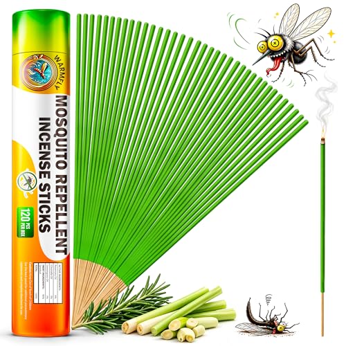 WarmFly Mosquito Repellent Outdoor Patio (120 PCS), Plant-Based Incense Sticks with Rosemary,...