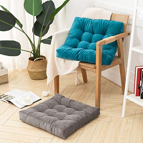 Higogogo Floor Pillow, Square Tufted Seat Cushion Thicken Corduroy Meditation Pillow Floor Cushion For Yoga Living Room Balcony Office, Grey, 22X22 Inch #TOP5