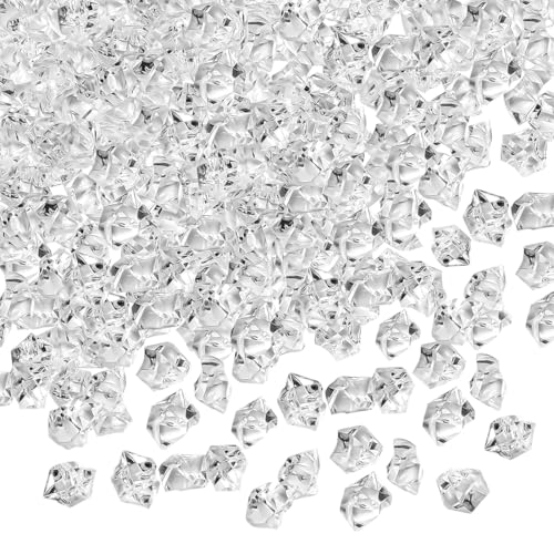 VEOIRXU 500 Piezas Cubitos de Hielo Acrílicos, Diamantes de Cristal, Piedras Preciosas Decorativas, Transparentes Gemas para Decorar Boda, DIY, Accesorios de Fotografía, Rellenos de Jarrón (5×7mm)