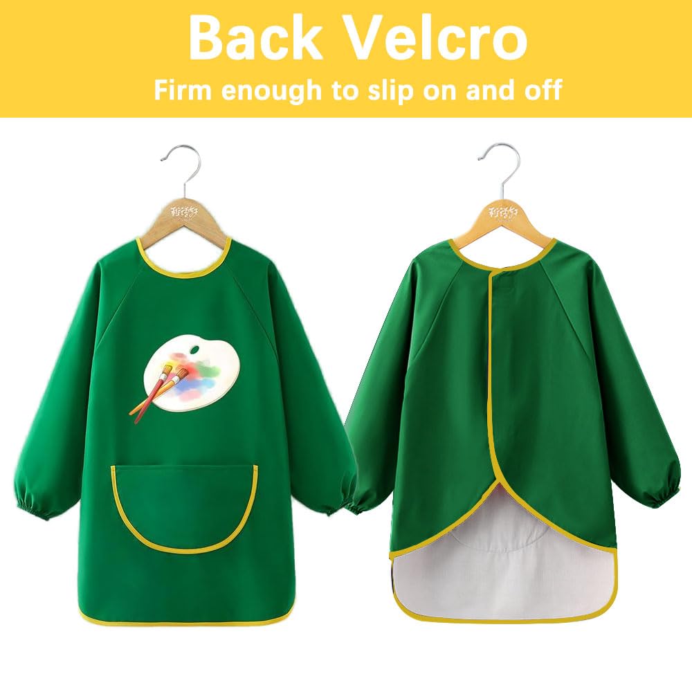 Mecmbj Grembiule Pittura Bambini, Grembiule Cucina Bambino per 6-12 Anni, Grembiulino Impermeabile Maniche Lunghe con Tasche, per Pittura, Cucinare, Scuola, Casa,Bambini(Astronauta spaziale)(68x55cm