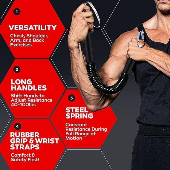 Image of Power Twister Bar | Upper Body Exercise for Chest, Shoulder, Forearm, Bicep and Arm Strengthening (40 Kg)