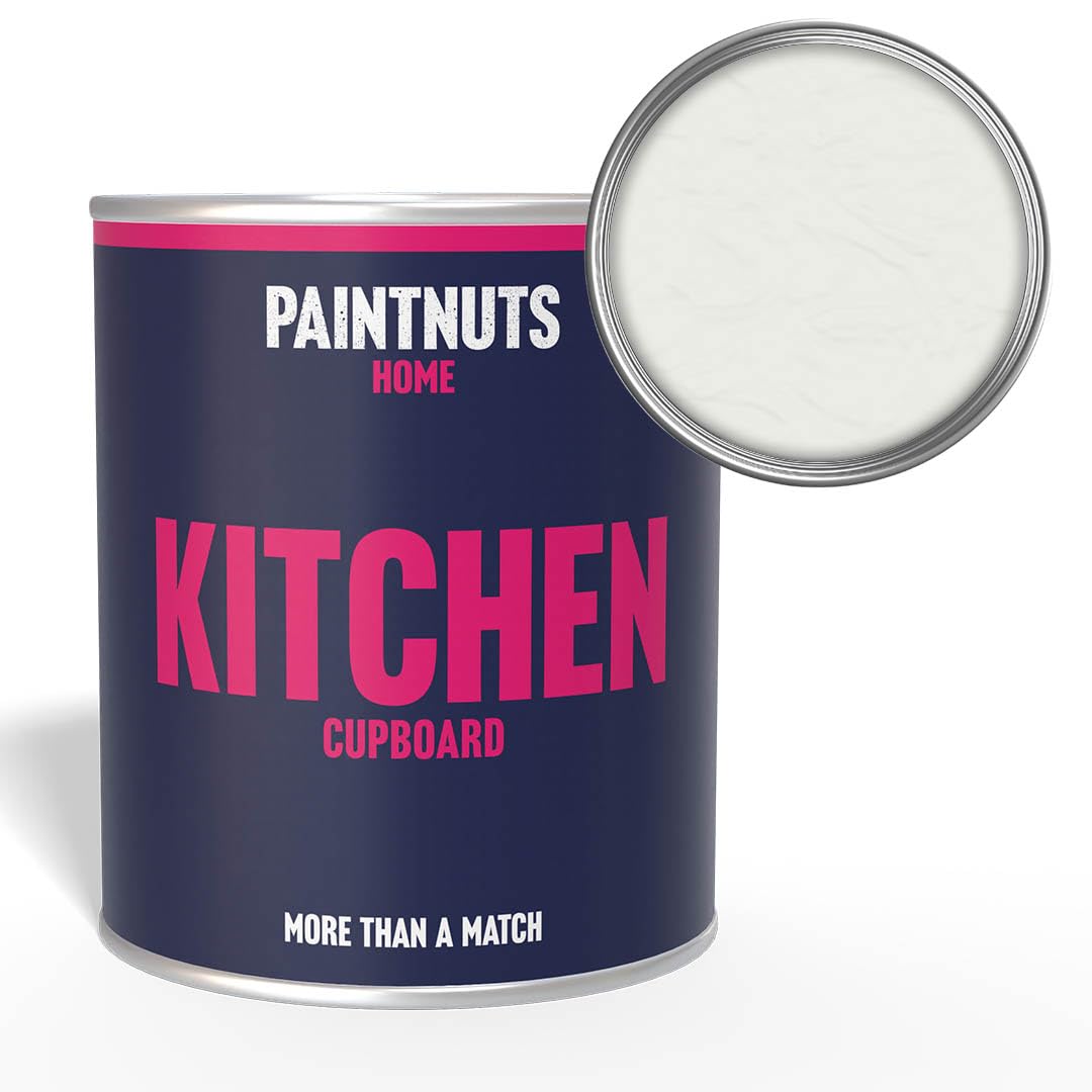 Paintnuts Kitchen Cupboard Wood Laminate Satin PaintSignal White (Ral9003)1L from B&Q