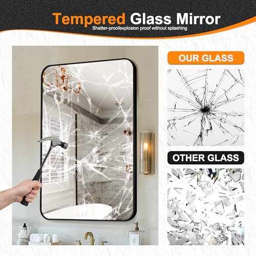 Image of Delma Bathroom Vanity Mirror, Black Framed Mirror for Over Sink, 40x28