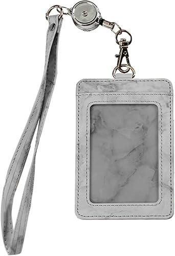 Cordones para insignias de identificación, soporte de cuero para tarjetas de identificación y cordones retráctiles ajustables, hebilla de liberación