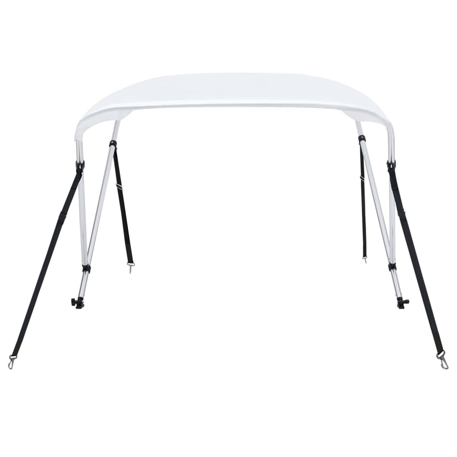 Homgoday Telone per barca Bimini, telaio a 2 archi, altezza 110 cm, larghezza 125-135 cm, bianco, resistente ai raggi UV e all'acqua, per uso a lungo termine, modello 93124