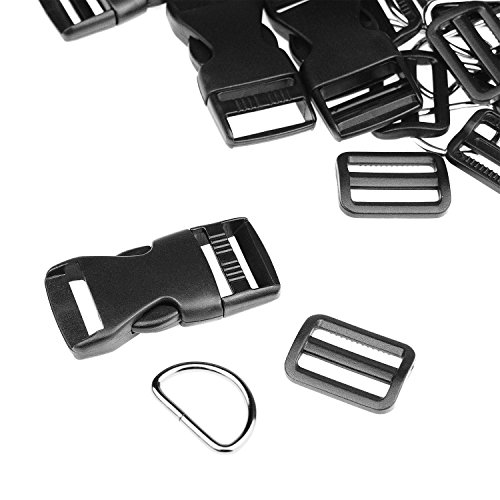 Btnow Plastic Side Release Buckles 15 Pieces 1 Inch Flat Shape Brand 15 Pieces Tri-Glide Slides For 1 Inch Webbing Strap #TOP1
