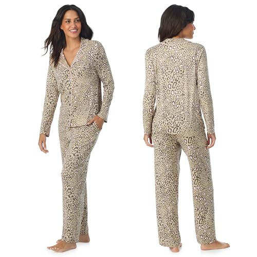 Image of Cuddl Duds Long Sleeve Button Up Matching Pajamas 2 Piece PJs Set for Women | Sleepwear & Loungewear, Printed PJ Shirt & Pants with Pockets, Comfy & Cute, Soft Lightweight & Breathable Lounge Sets