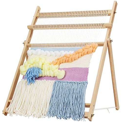 Weaving Loom With Stand 25.2" Hx19.3 W,Wooden Multi-Craft Weaving Loom Arts & Crafts, Extra-Large Frame,Develops Creativity Weaving Frame Loom With Stand For Beginner,Loom #TOP14