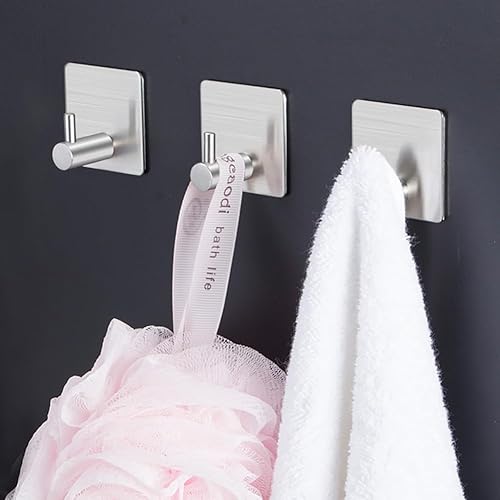 Miniatura 5 de 2 ganchos adhesivos de pared, impermeables, ganchos de ducha de acero inoxidable para baños, cocinas y oficinas (blanco)
