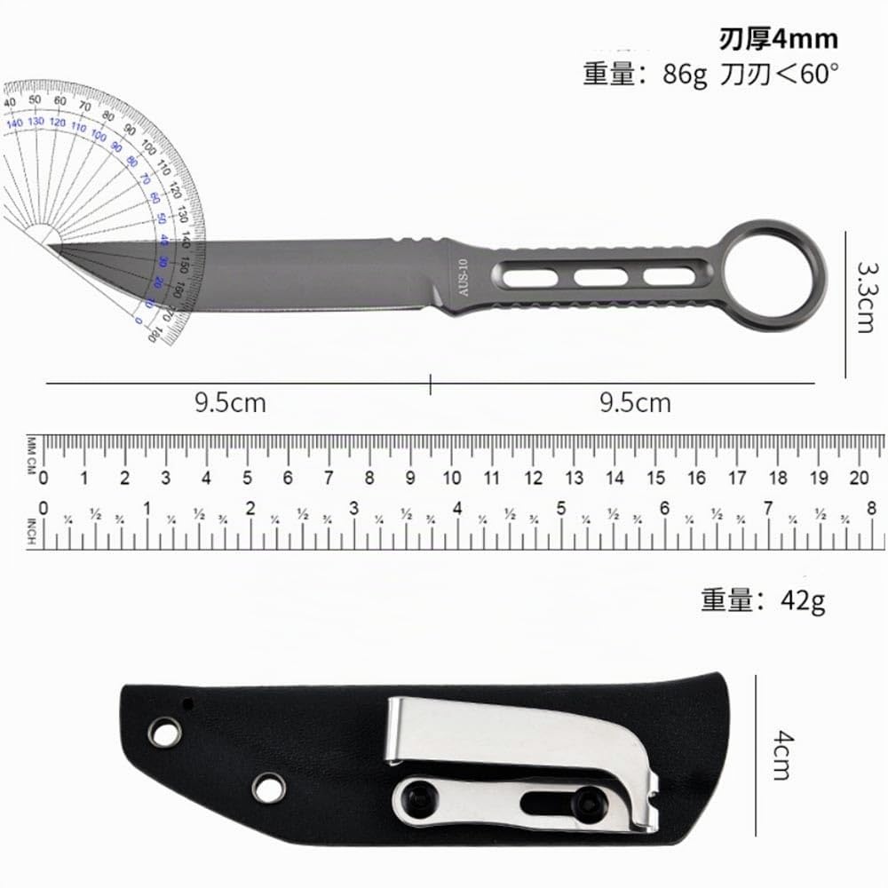 Joa Kleine handliches werkzeug stahl messer scharf rutschfest grau Survival Tragbare Camping outdoor messer edc Jagdmesser Neck knife feststehende messer gürtelmesser/Clip Scheide,Geschenk für männer