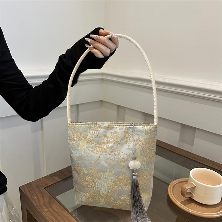 retro handbag for women, Elegant Embroidered flower design, large capacity shoulder bag, elegant temperament3