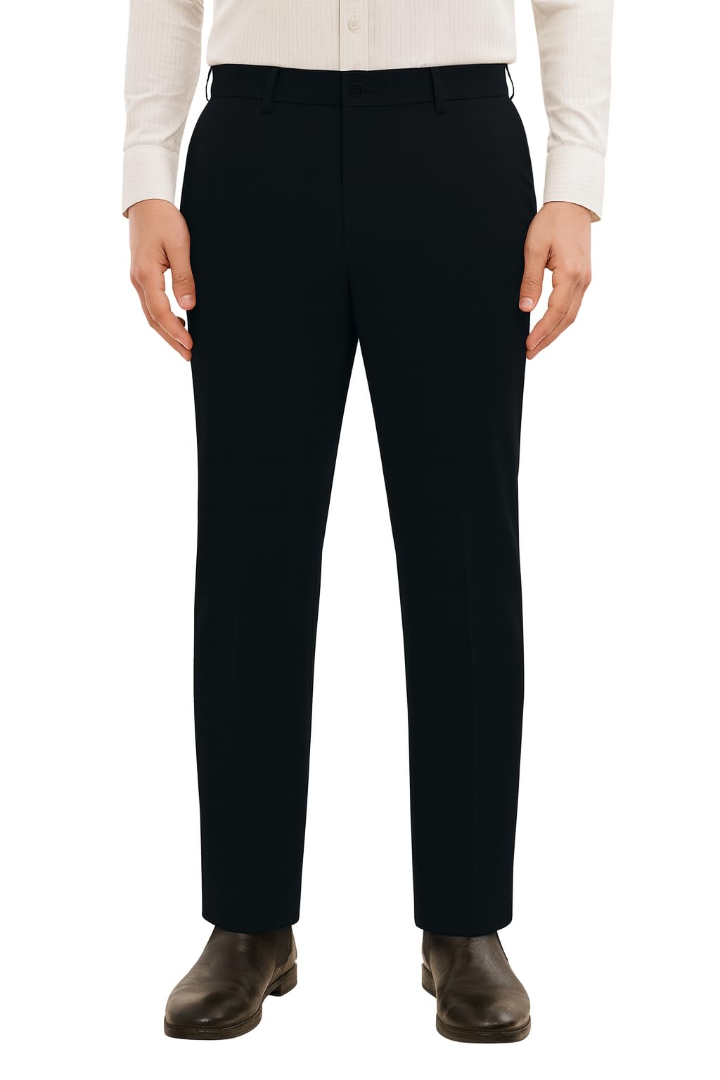 Men's Relaxed Fit Formal Trousers | Wrinkle Resistant | Easy Care | Stretchable Triple Blend Fabric | Everyday Office & Business Wear | Comfortable & Breathable Work Wear