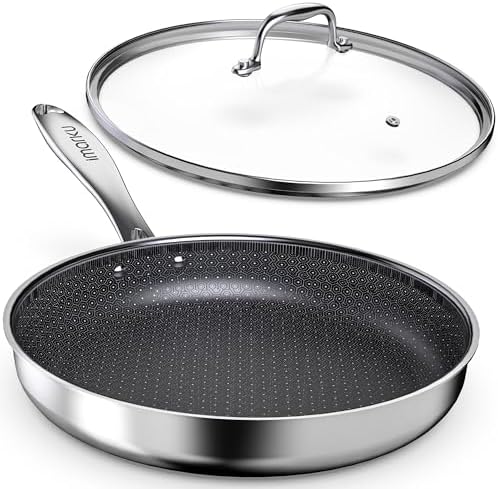 imarku Non Stick Frying Pans, 12" Stainless Steel Pan, Hybrid Ski...