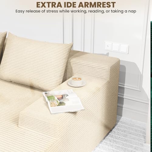 Image of LEVELEVE 107 inch Cloud Sectional Couch with Deep Seat，Modern Modular Sofa with L-Shape Chaise，No Assembly Required, Upholstered Couches for Living Room Bedroom(Beige,Right Facing Chaise)