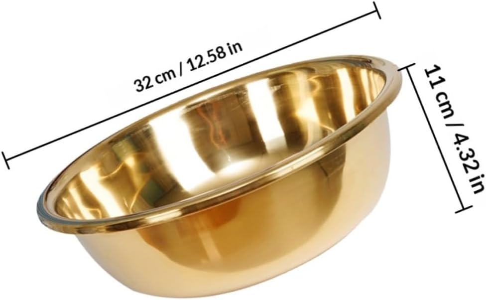 LIFKOME Small Thickened Stainless Steel Mixing Bowl Kitchen Salad Basin Household Washing Bowl for Vegetables and Face Washing with Gold Finish