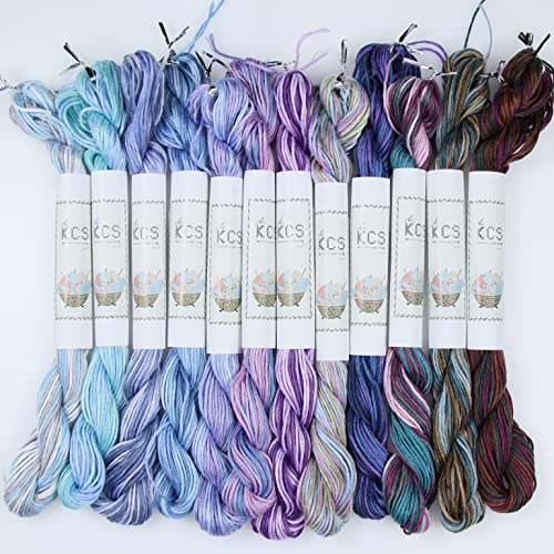 Image of KCS Big skeins of 25 Meters Size 25 Color Variegated Cross Stitch Stranded Threads,12 skeins,07