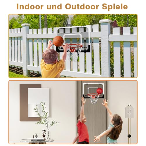 Mini Basketballkorb Indoor für Kinder & Erwachsene,Basketball Indoor Set mit Inklusive Basketballkorb,4 Basketbälle,Luftpumpe, Schaumstoffmatte und Haken,Türmontage 40x30cm,fürs Schlafzimmer & Büro