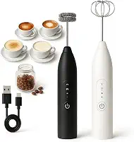Mixer Elétrico Portátil 3 Velocidades Sem Fio – Fuê Inox USB Recarregável para Café, Cappuccino, Ovos e Bebidas – Mini Batedor de Espuma