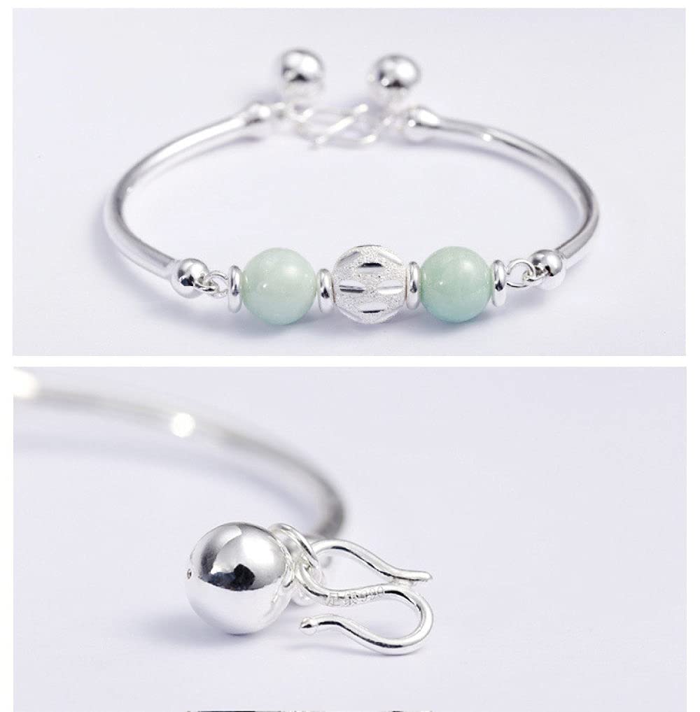 Bracciale Argento Donna,Bracciale Donna In Argento Sterling S990 Bracciale Cinese Vintage Aperto Con Polsino In Agata Verde Bracciale Donna In Argento Sterling Gioielli Regali Per Sua Moglie Fidanza