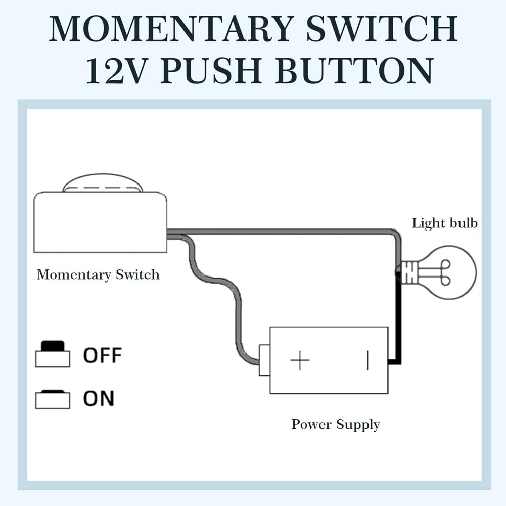 Cucioki 4 Piece Momentary Push Button on Off Switch Plastic Momentary Switch 12V 24V Mount Mini Button Switch - Image 3