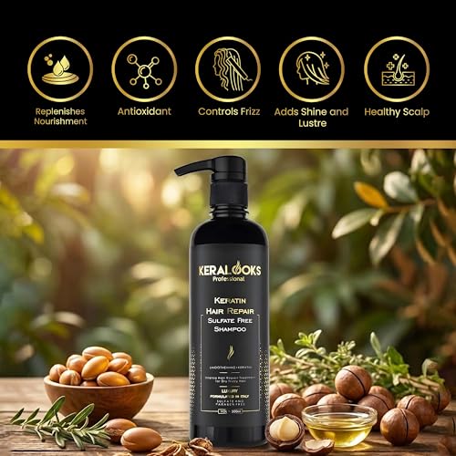 Image of Smoothing Plus Keratin Luxury Shampoo for Women - 500ml | Sulphate-Free Formula for Dry, Frizzy & Chemically Treated Hair | Enriched with Keratin Protein & Pure Argan Oil | Intense Repair & Smoothening Shampoo