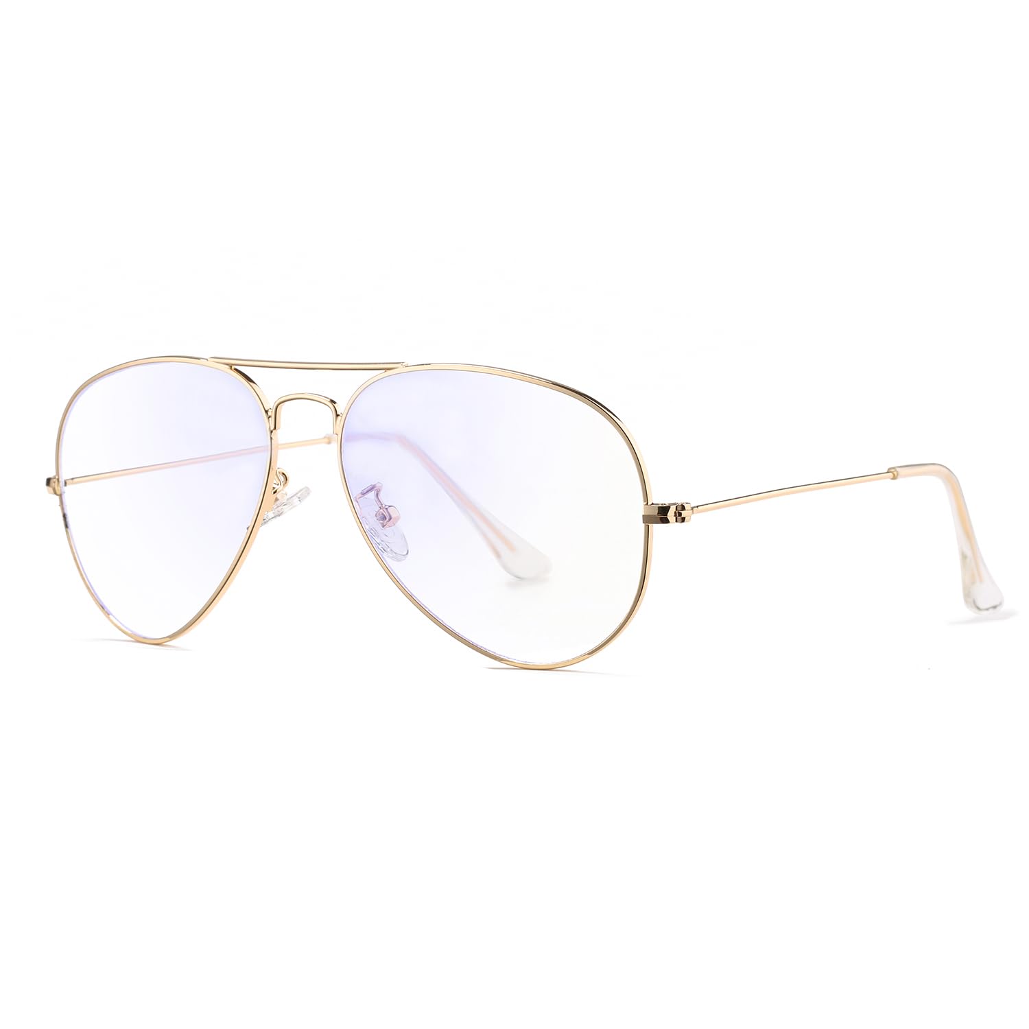 HJSTES Clear Lens Aviator Glasses Blue Light for Women Men Classic Pilot Frame Non-prescription Eyeglasses