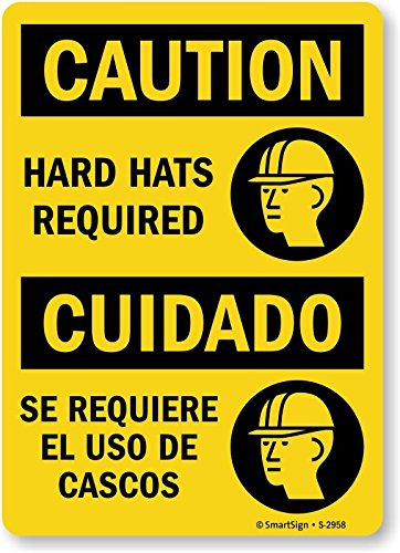 Affiche Caution Hard Hats Required de protection individuelle vinyle