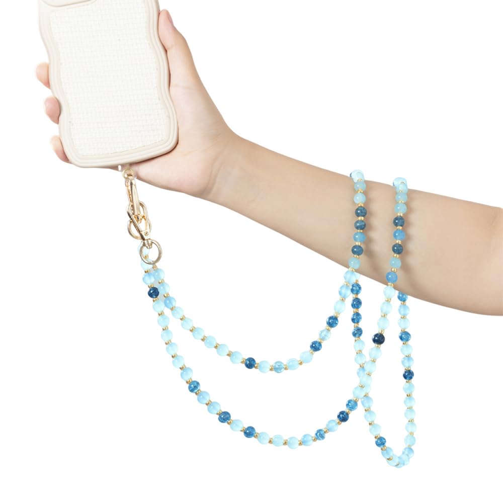 Turkalla Phone Crossbody Lanyard, 120cm Marble Beaded Phone Strap with Tether Tab,Universal Cell Phone Chain for Most Phones Bag Purse