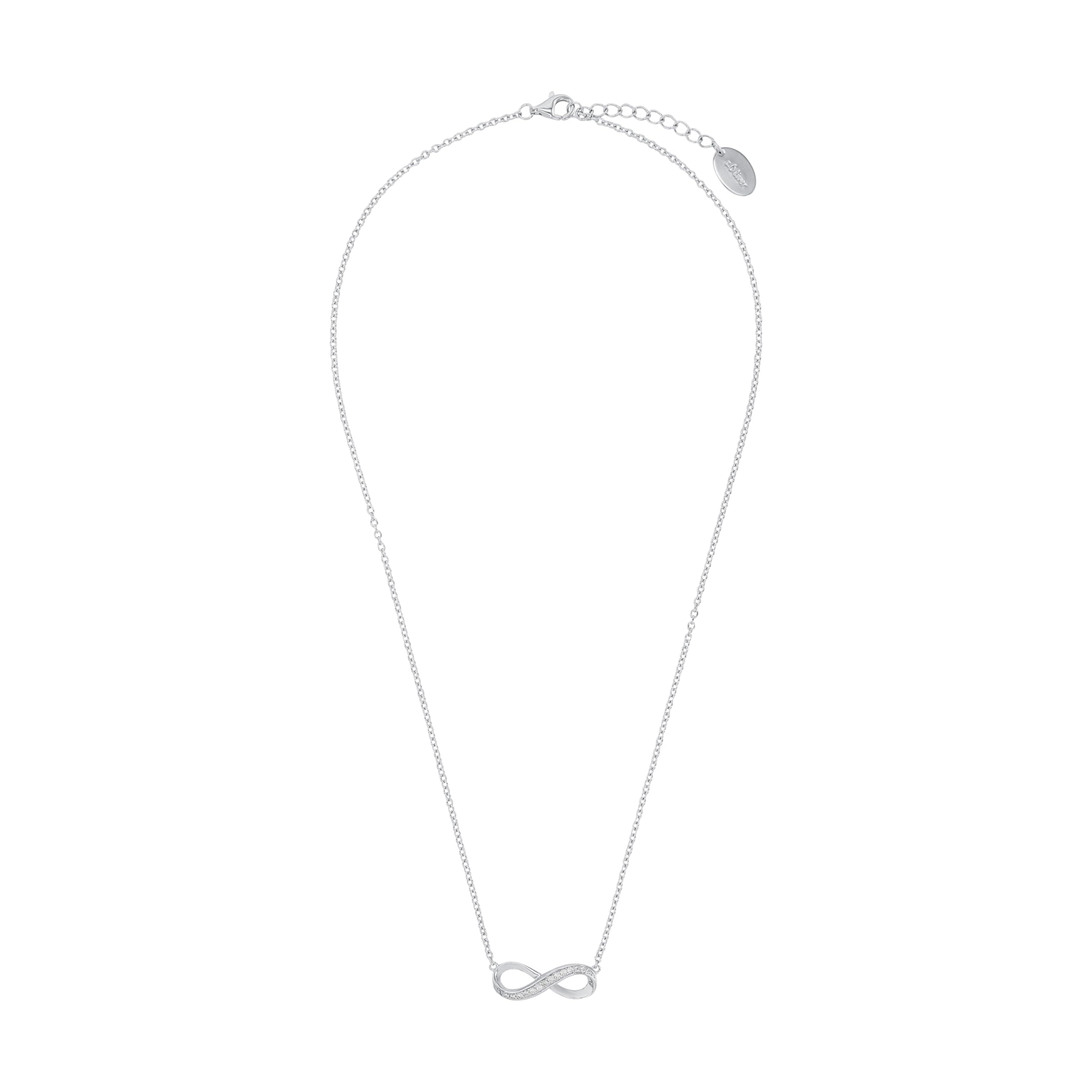s.Oliver Kette mit Anhänger aus 925 Sterling Silber für Damen, Halsschmuck, mit Zirkonia synth., Infinity, Kommt in Schmuck Geschenk Box