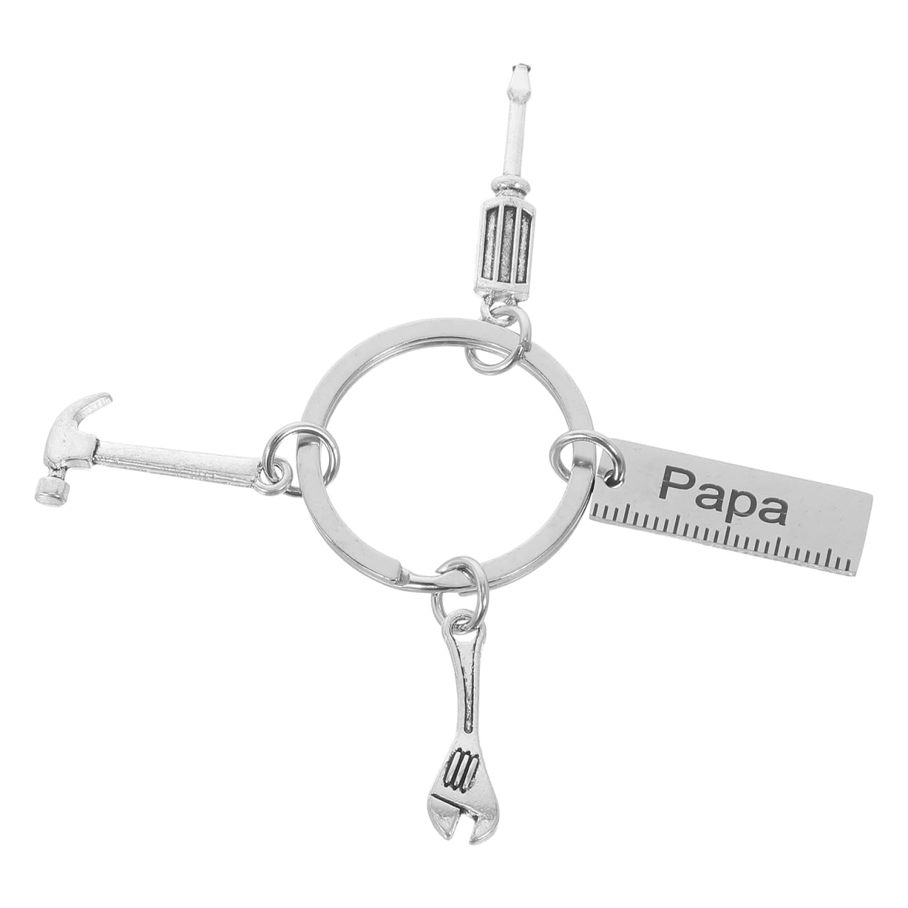 Happyyami Portachiavi in Acciaio Resistente Per Festa Del Papà Design Martello Cacciavite Chiave Inglese Regalo Per Uomo Decorazione Per Chiavi Argento
