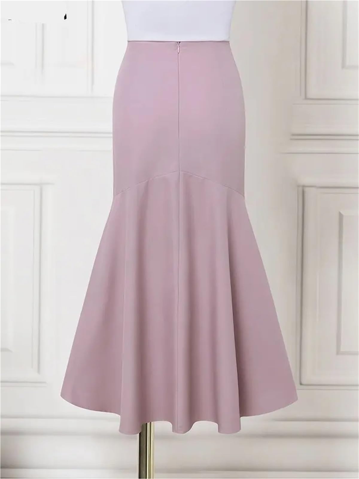 Elegant Women Jupes Long Skirts High Waist Ruffled Fishtail Skirt Autumn Solid Fashion Office Bottom